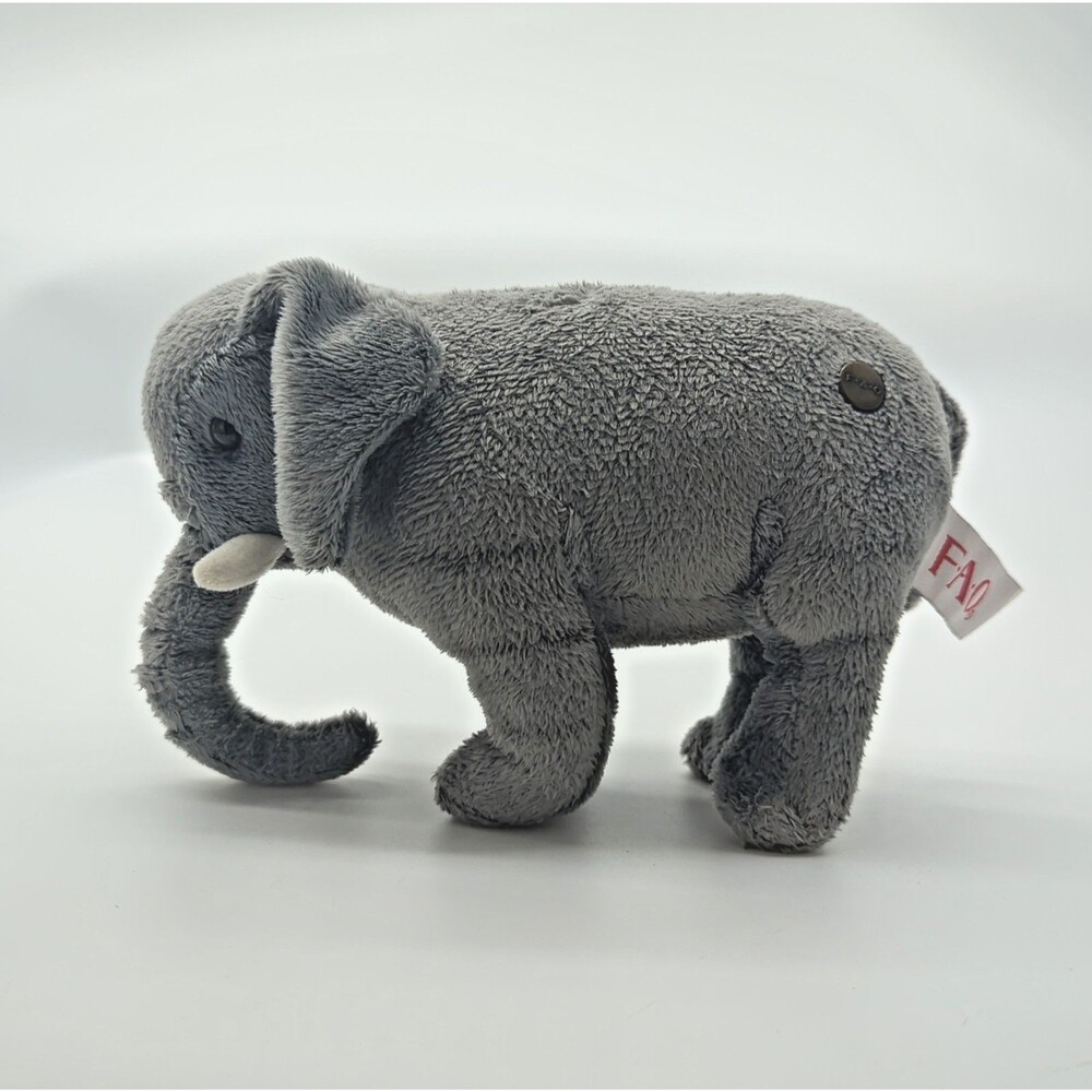 FAO Schwarz Small Gray Elephant Plush Stuffed Animal Standing Toys R Us Toy